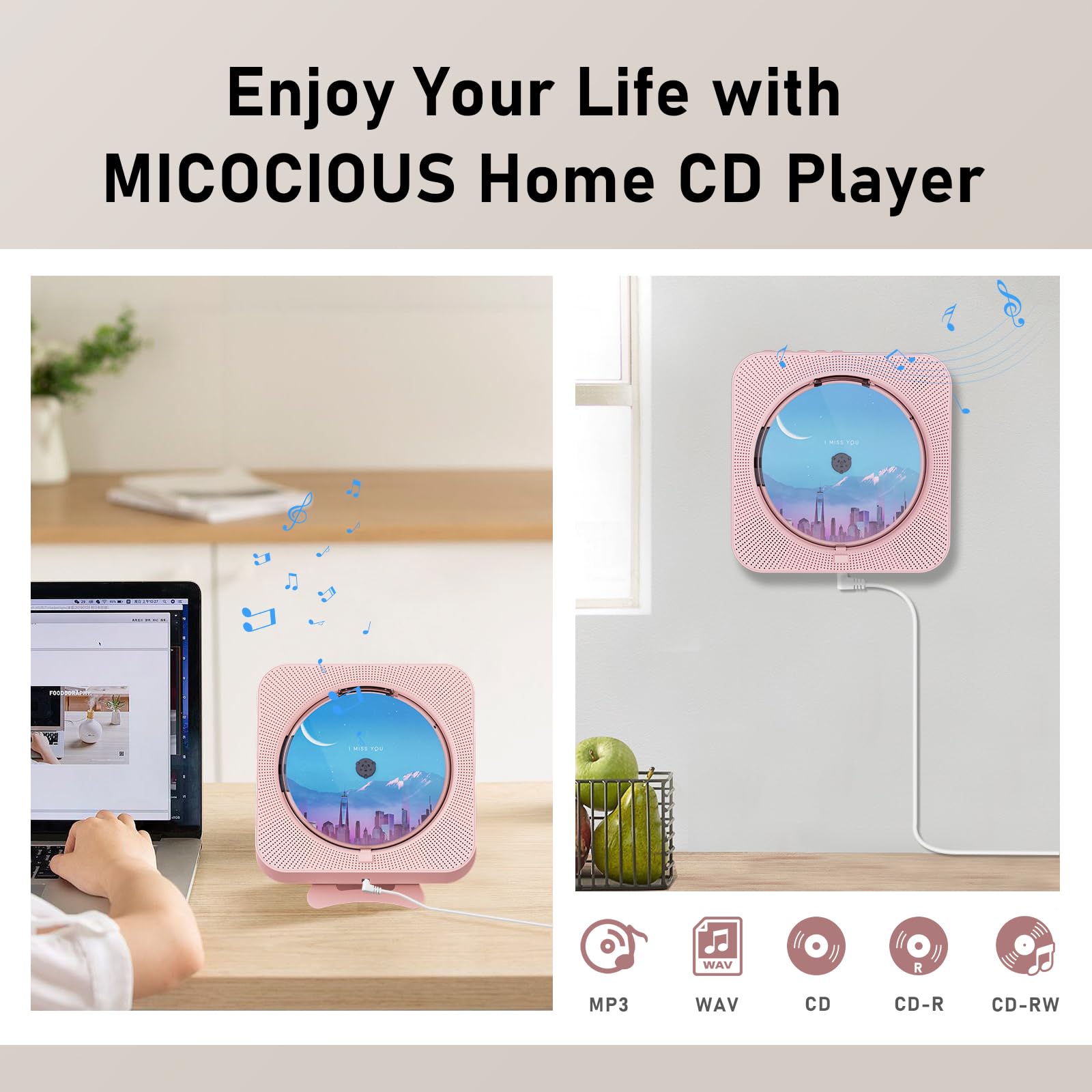 Foto 7 | Reproductor De Cd Portátil Micocious Con Bluetooth Y Radio Fm - Venta Internacional.