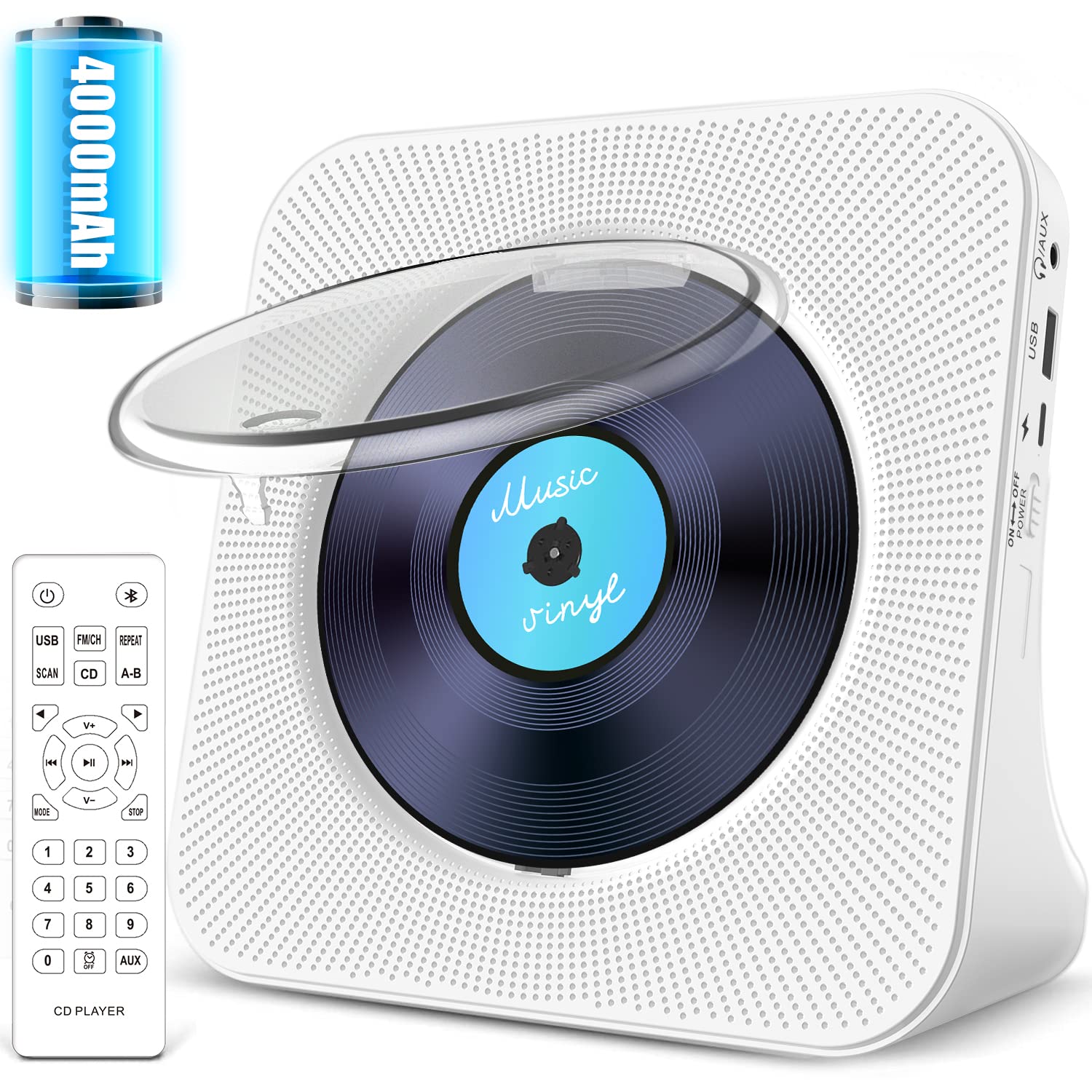 Reproductor de Cd Portátil Gracioso 4000 Mah con Altavoz Bluetooth - Venta Internacional $1,242