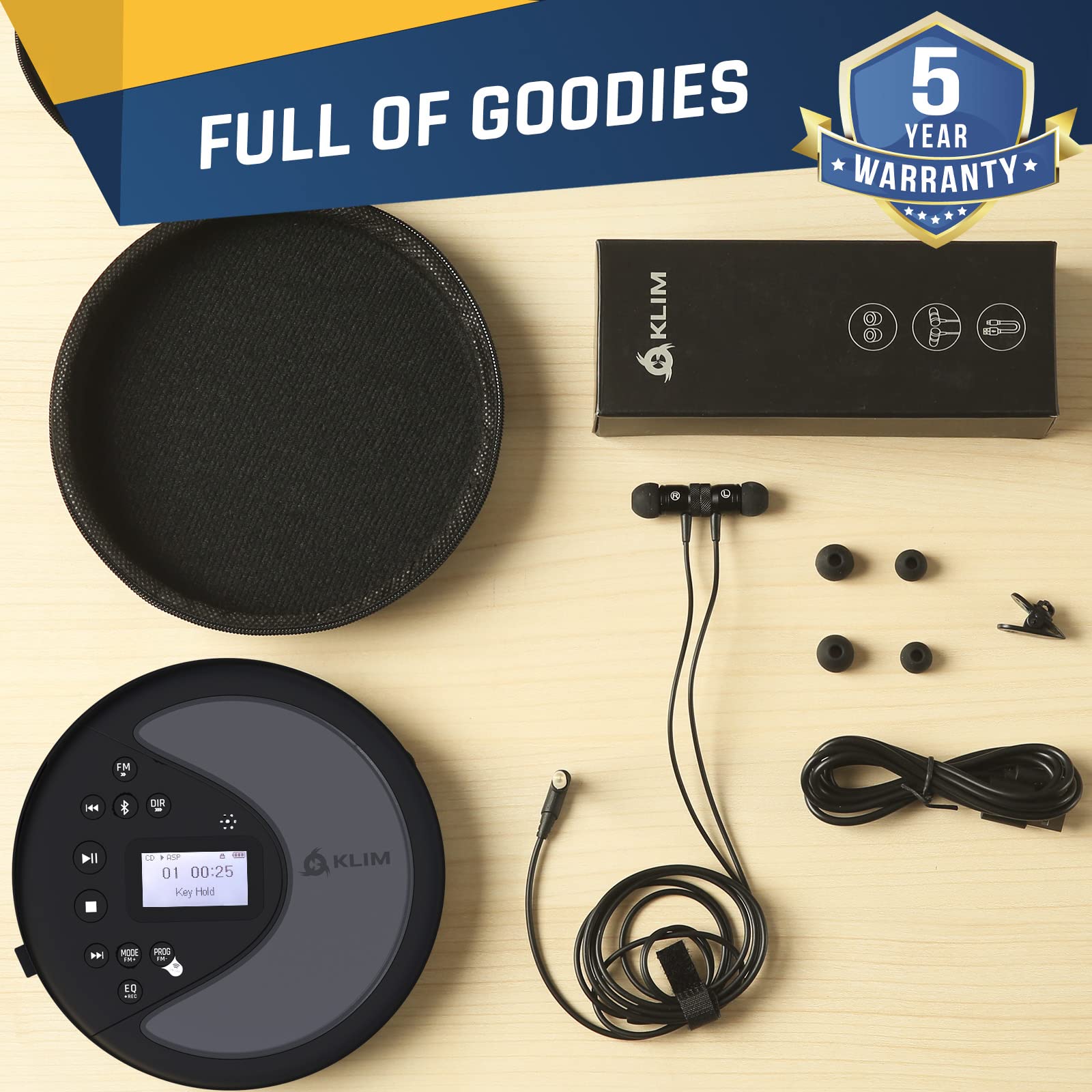 Foto 7 | Reproductor De Cd Portátil Klim Discover + Con Auriculares Y Bluetooth - Venta Internacional.