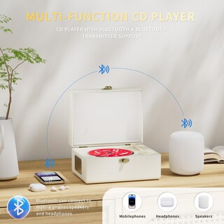 Foto 3 | Reproductor de CD Yintiny de Piel Recargable con Bluetooth 5 - Venta Internacional