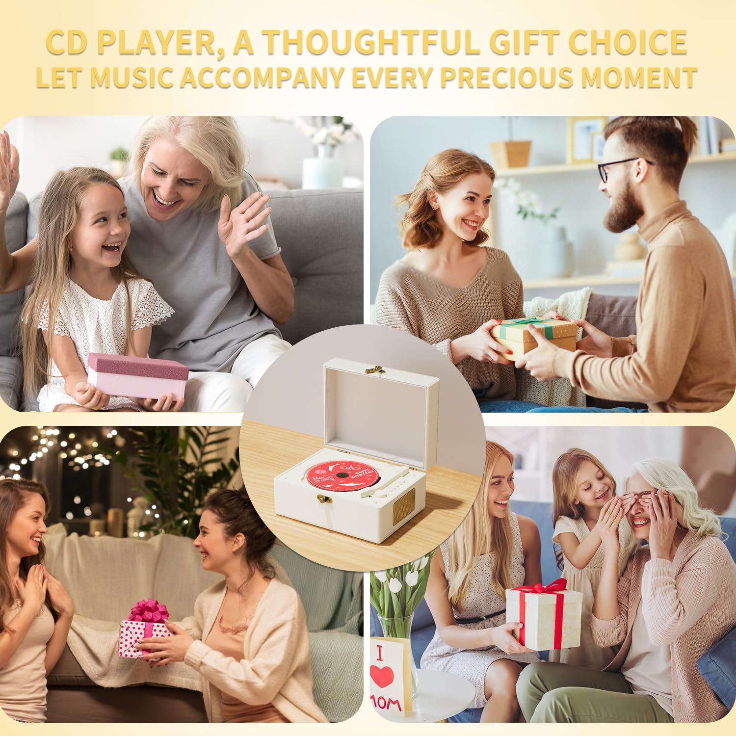 Foto 6 | Reproductor de CD Yintiny de Piel Recargable con Bluetooth 5 - Venta Internacional