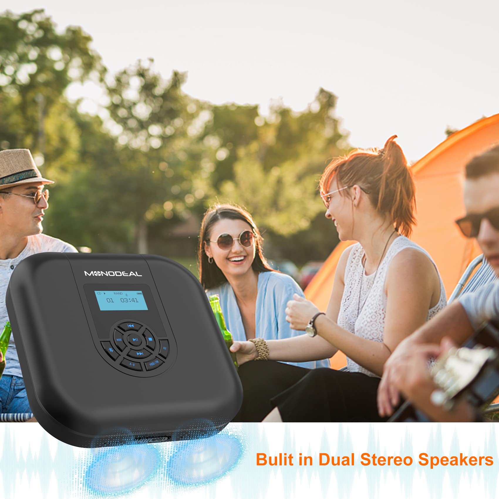 Foto 7 | Reproductor De Cd Portátil Monodeal Bluetooth Con Altavoces De 1800 Mah - Venta Internacional.