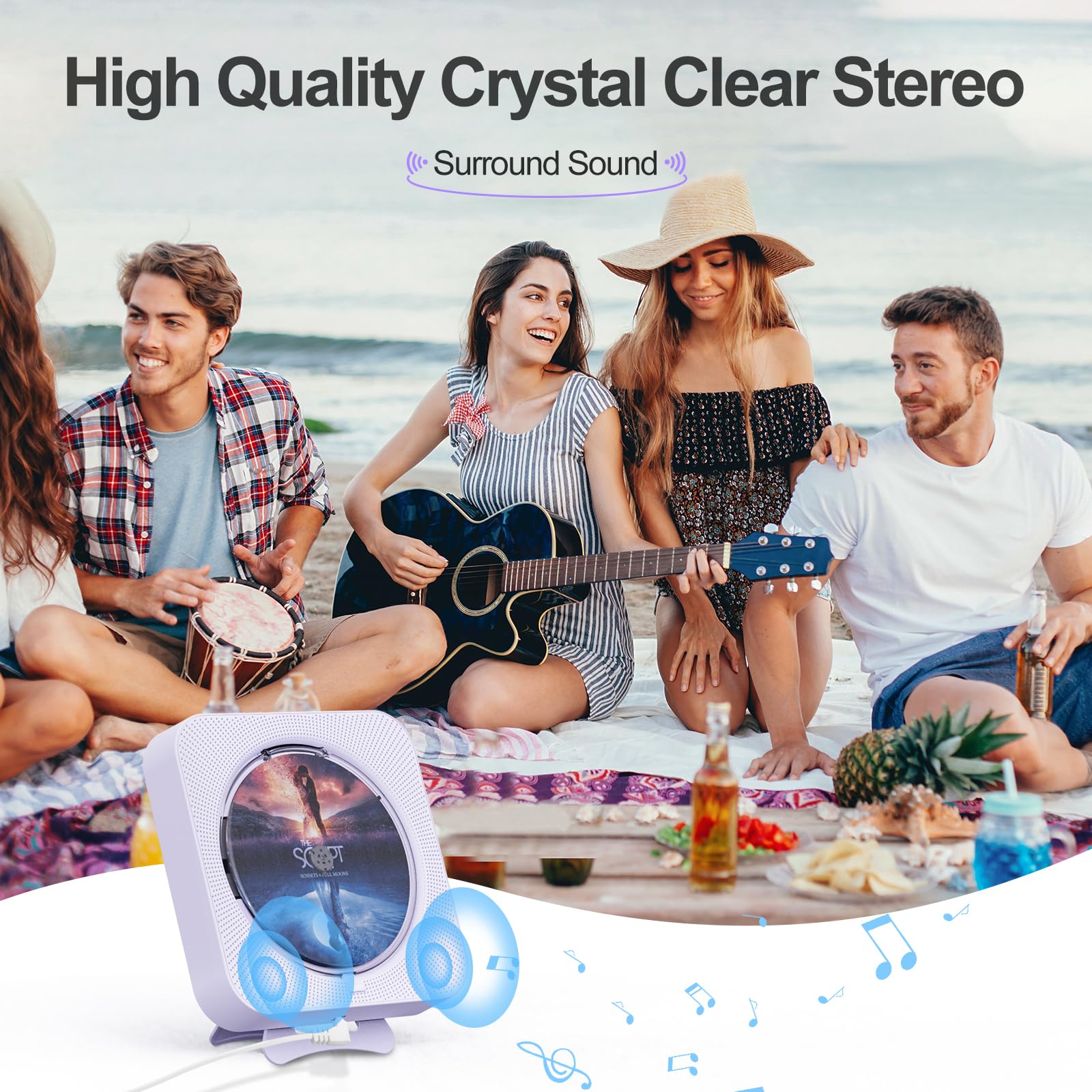 Foto 2 | Reproductor De Cd Portátil Micocious Con Bluetooth Y Radio Fm - Venta Internacional.