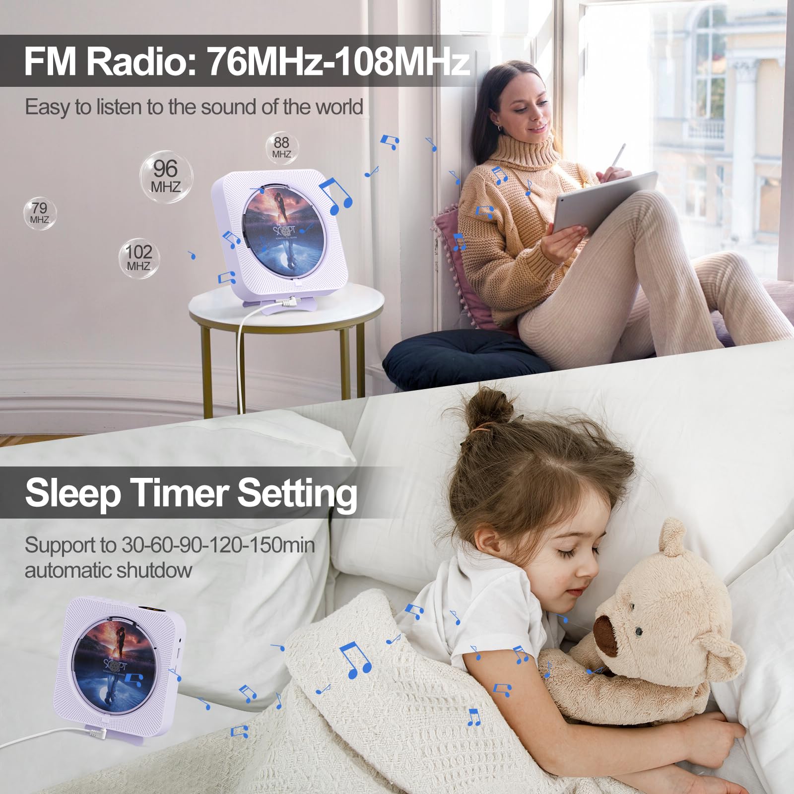 Foto 4 | Reproductor De Cd Portátil Micocious Con Bluetooth Y Radio Fm - Venta Internacional.