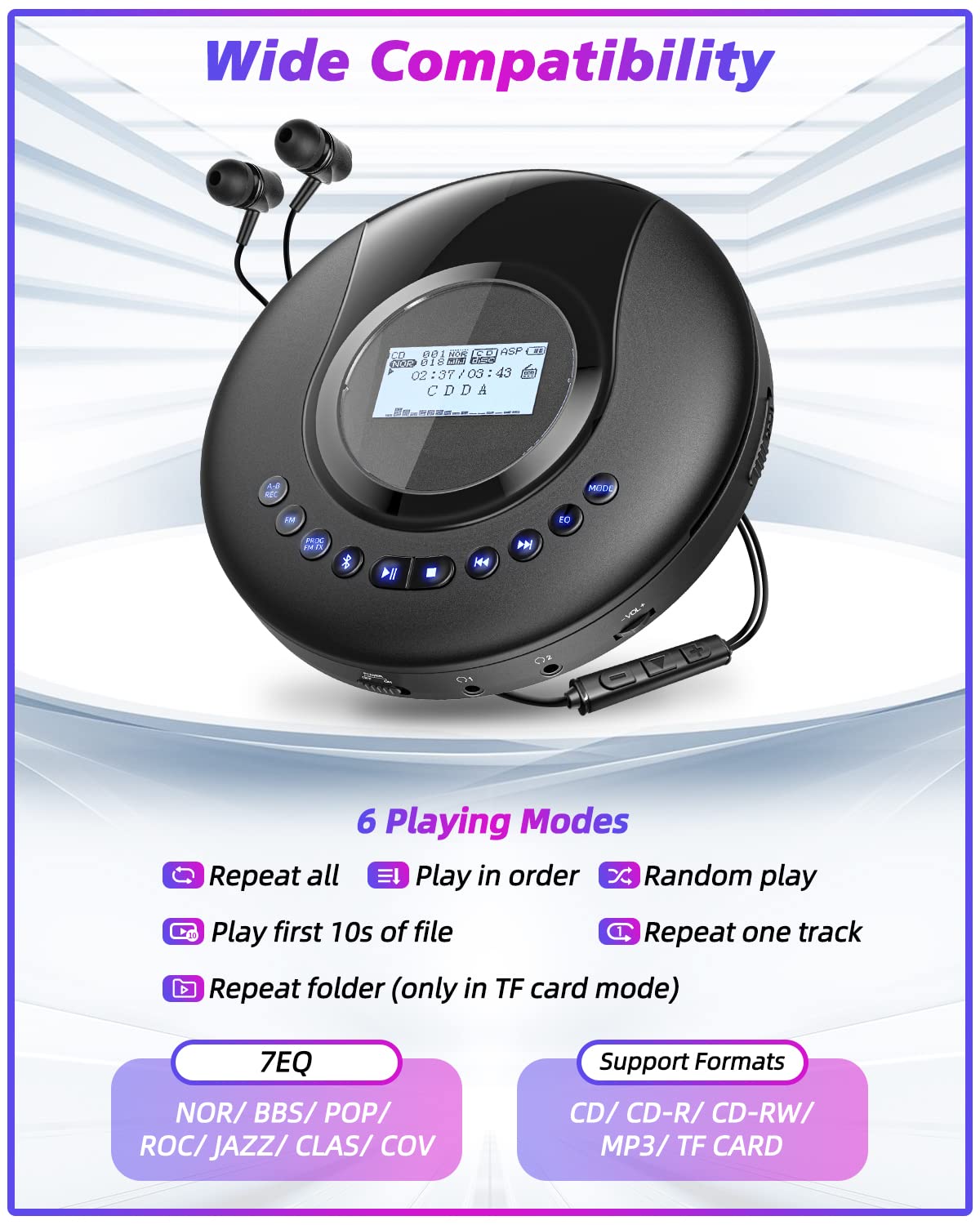 Foto 6 | Reproductor De Cd Portátil Arafuna Bluetooth Con Radio Fm 2000mah - Venta Internacional.