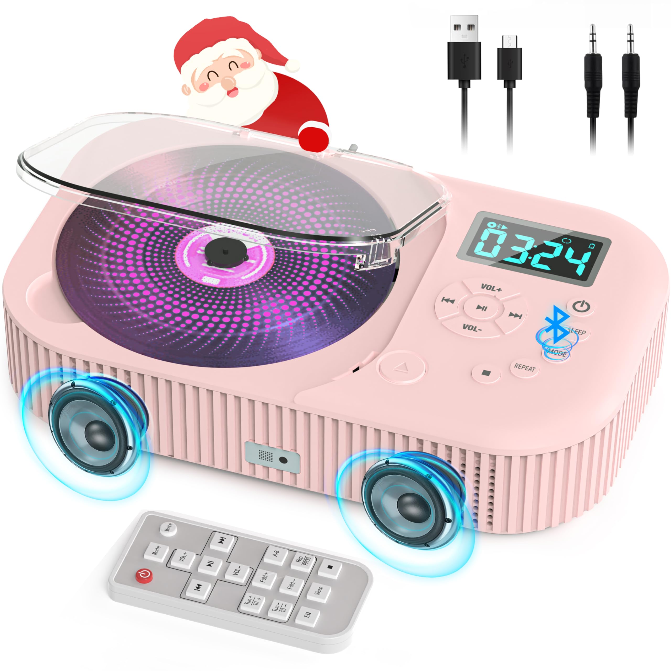 Reproductor De Cd Portátil Greadio 2000mah Con Bluetooth 5.3 Rosa - Venta Internacional.