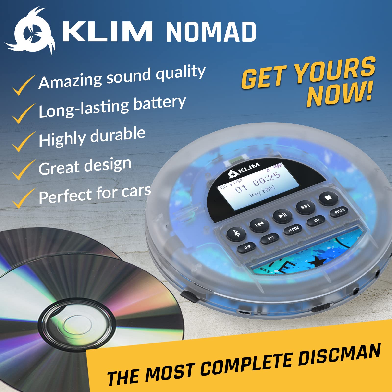 Foto 2 | Reproductor De Cd Portátil Klim Nomad Transparent Con Auriculares - Venta Internacional.
