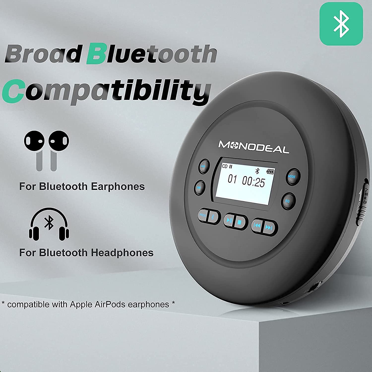 Foto 2 | Reproductor De Cd Portátil Monodeal Bluetooth Recargable Md-601 - Venta Internacional.