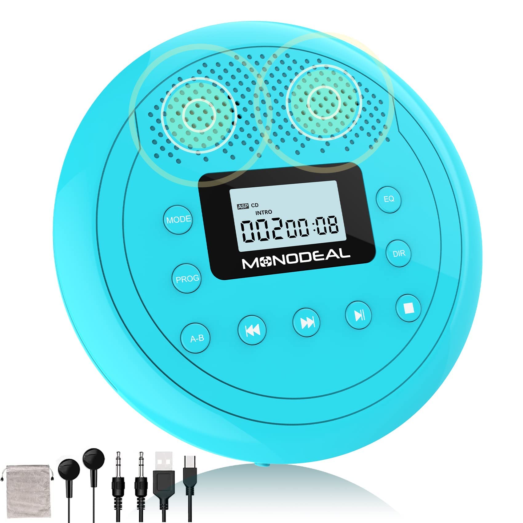 Reproductor de Cd Portátil Monodeal Recargable con Altavoz Y Auriculares - Venta Internacional $1,302