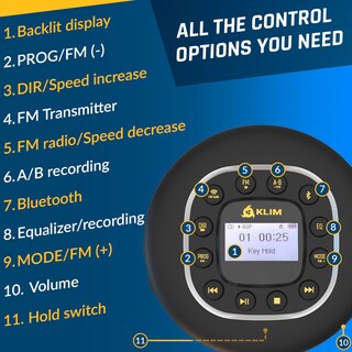 Foto 5 | Reproductor de CD Portátil Klim Journey con Auriculares Bluetooth - Venta Internacional