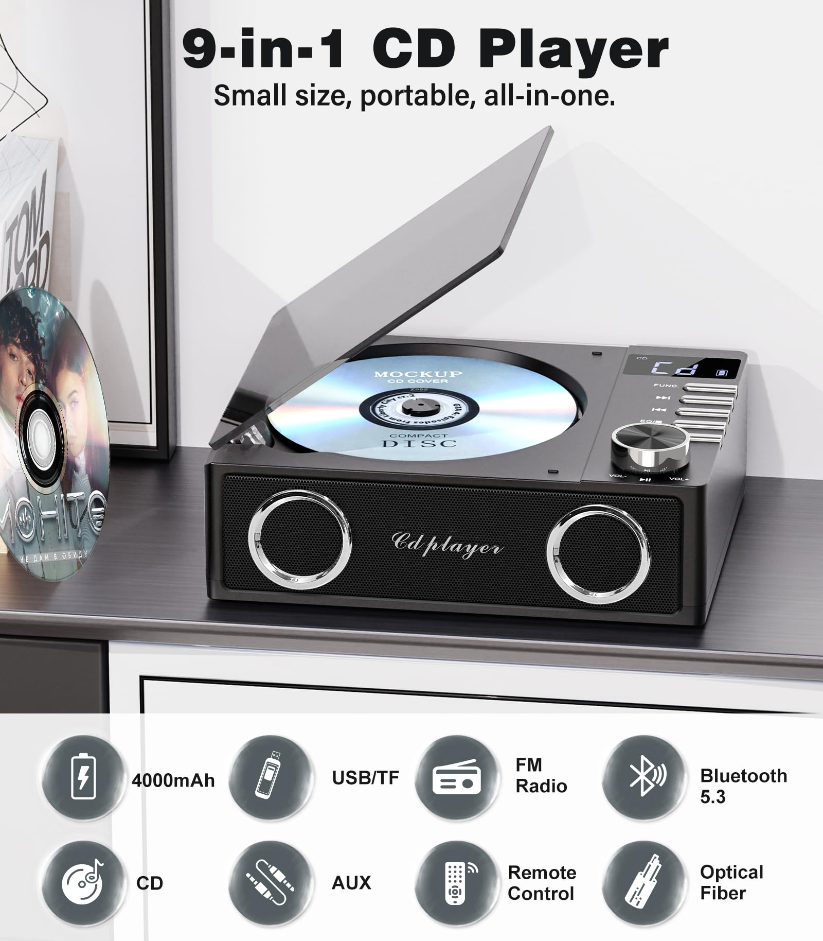Foto 2 | Reproductor De Cd Portátil Greadio Con Bluetooth 5.3 4000 Mah - Venta Internacional.