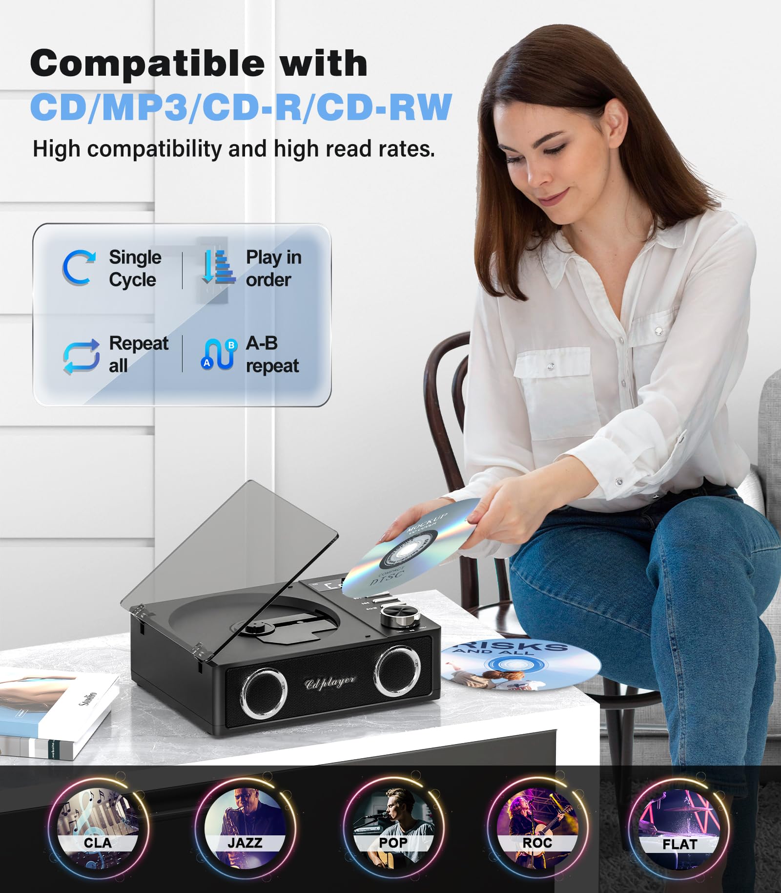 Foto 6 | Reproductor De Cd Portátil Greadio Con Bluetooth 5.3 4000 Mah - Venta Internacional.