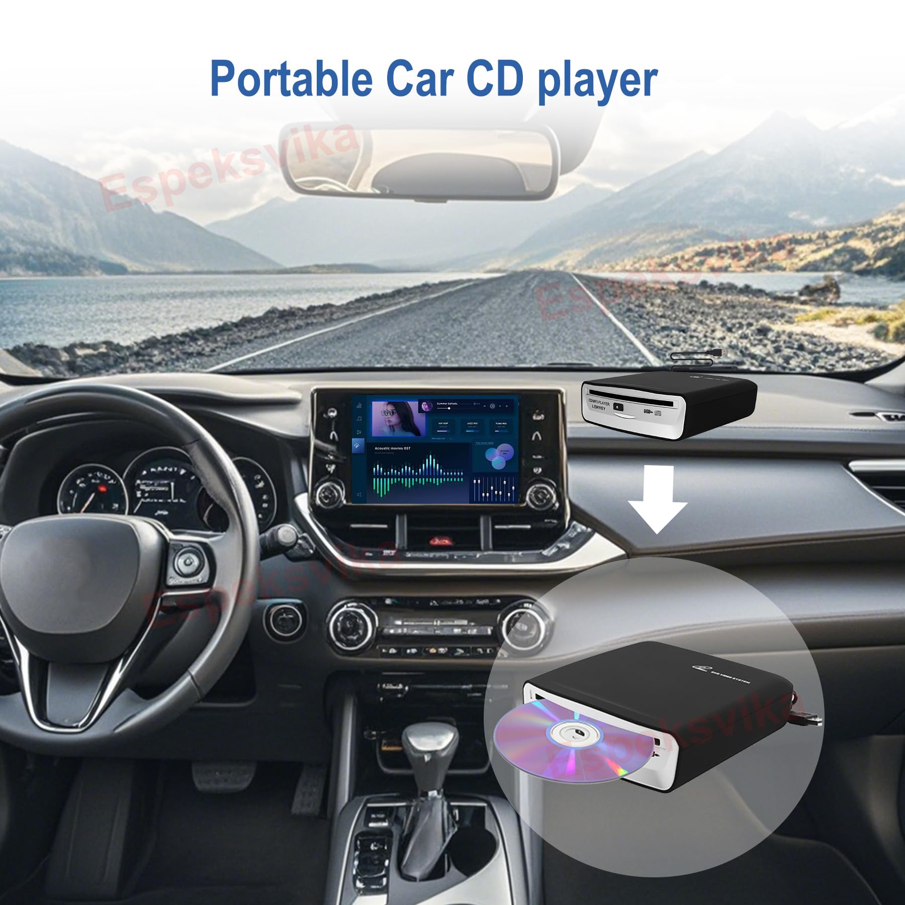 Foto 3 pulgar | Reproductor De Cd Portátil Para Coche Vcd Universal Usb Android 4.4+ - Venta Internacional.