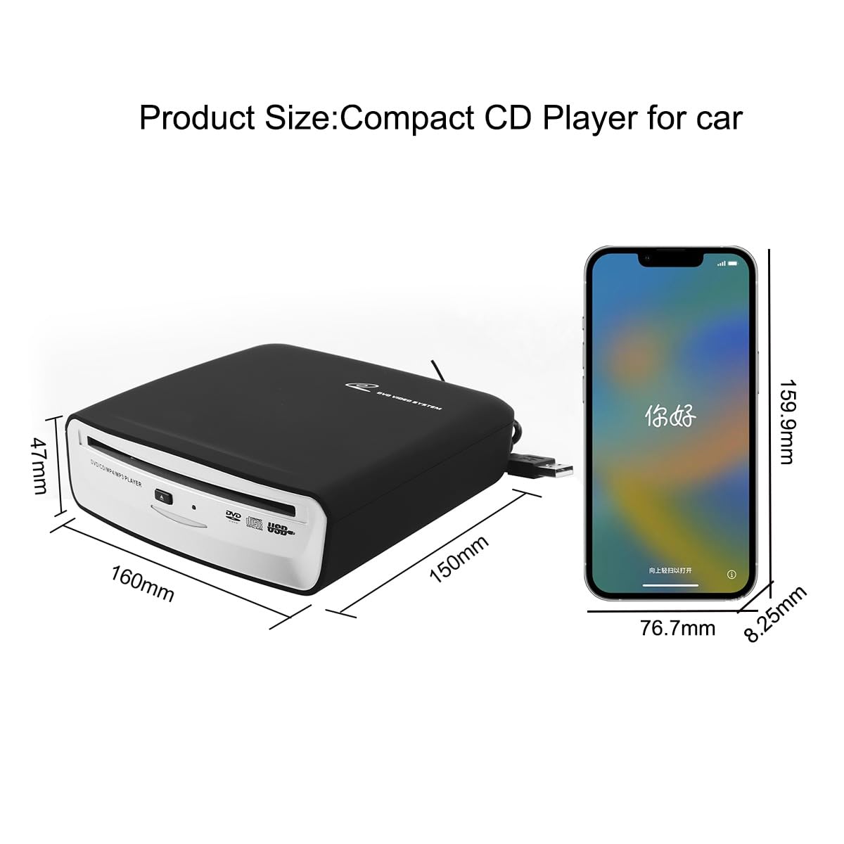 Foto 6 pulgar | Reproductor De Cd Portátil Para Coche Vcd Universal Usb Android 4.4+ - Venta Internacional.