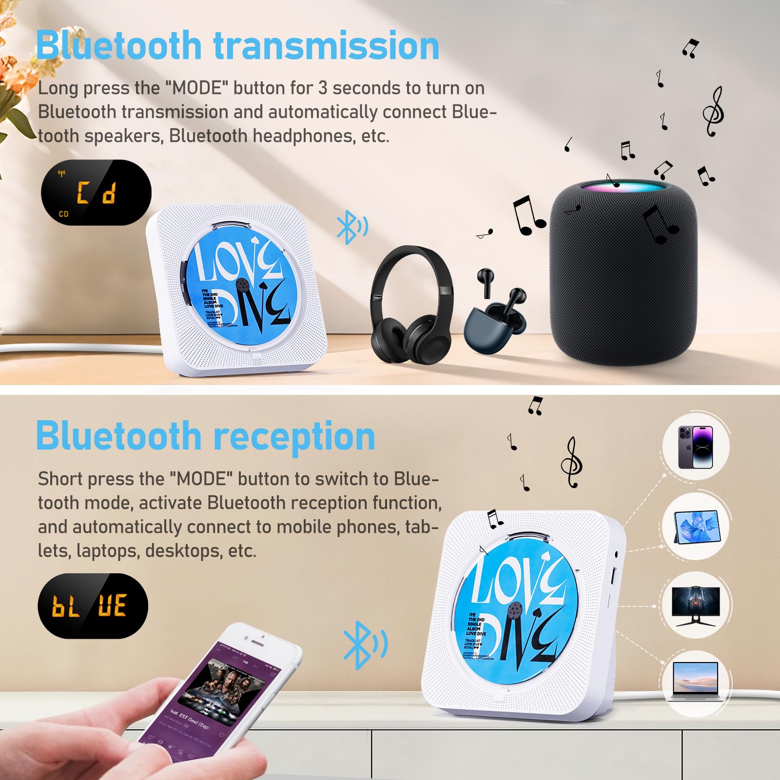 Foto 4 | Reproductor De Cd Micocious Bluetooth De Escritorio Con Altavoces Y Radio Fm - Venta Internacional.