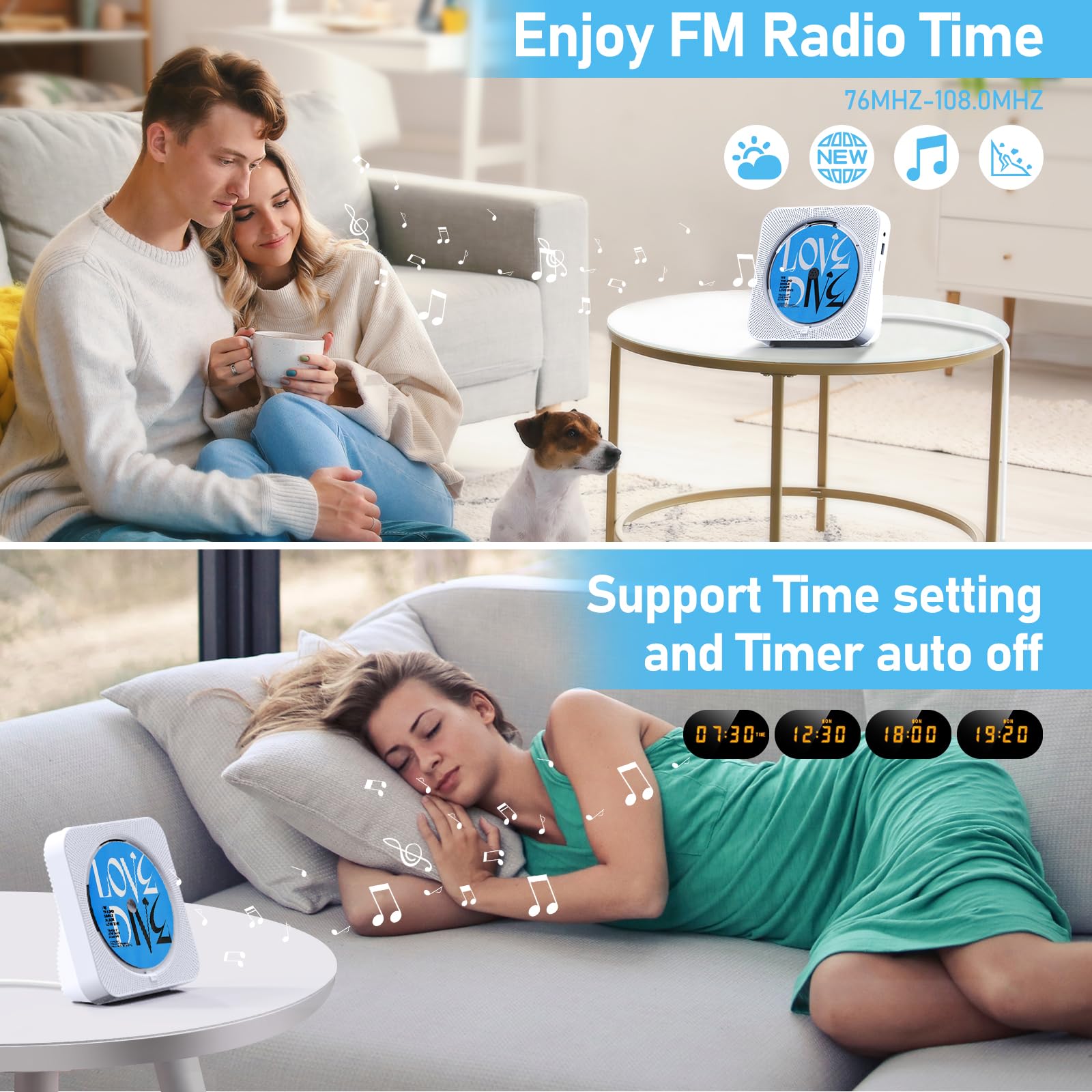 Foto 7 | Reproductor De Cd Micocious Bluetooth De Escritorio Con Altavoces Y Radio Fm - Venta Internacional.