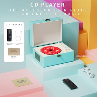 Foto 4 | Reproductor De Cd Yintiny Blue Time Music Box Con Altavoz Recargable - Venta Internacional.