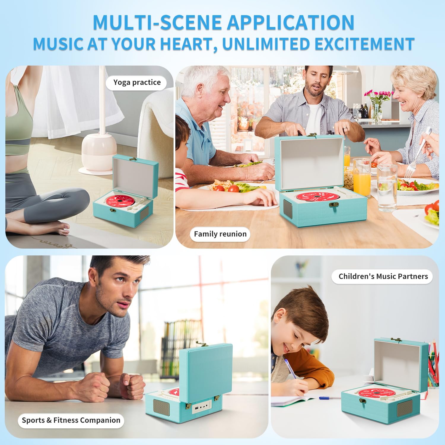 Foto 6 pulgar | Reproductor De Cd Yintiny Blue Time Music Box Con Altavoz Recargable - Venta Internacional.