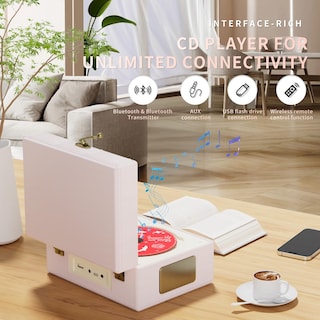 Foto 2 | Reproductor De Cd Yintiny Time Music Box Con Altavoces Bluetooth Pink - Venta Internacional.