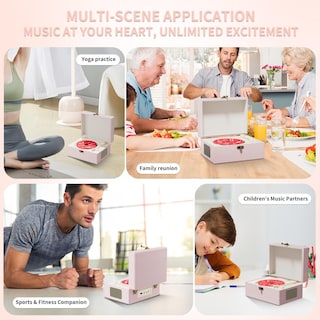 Foto 6 | Reproductor De Cd Yintiny Time Music Box Con Altavoces Bluetooth Pink - Venta Internacional.