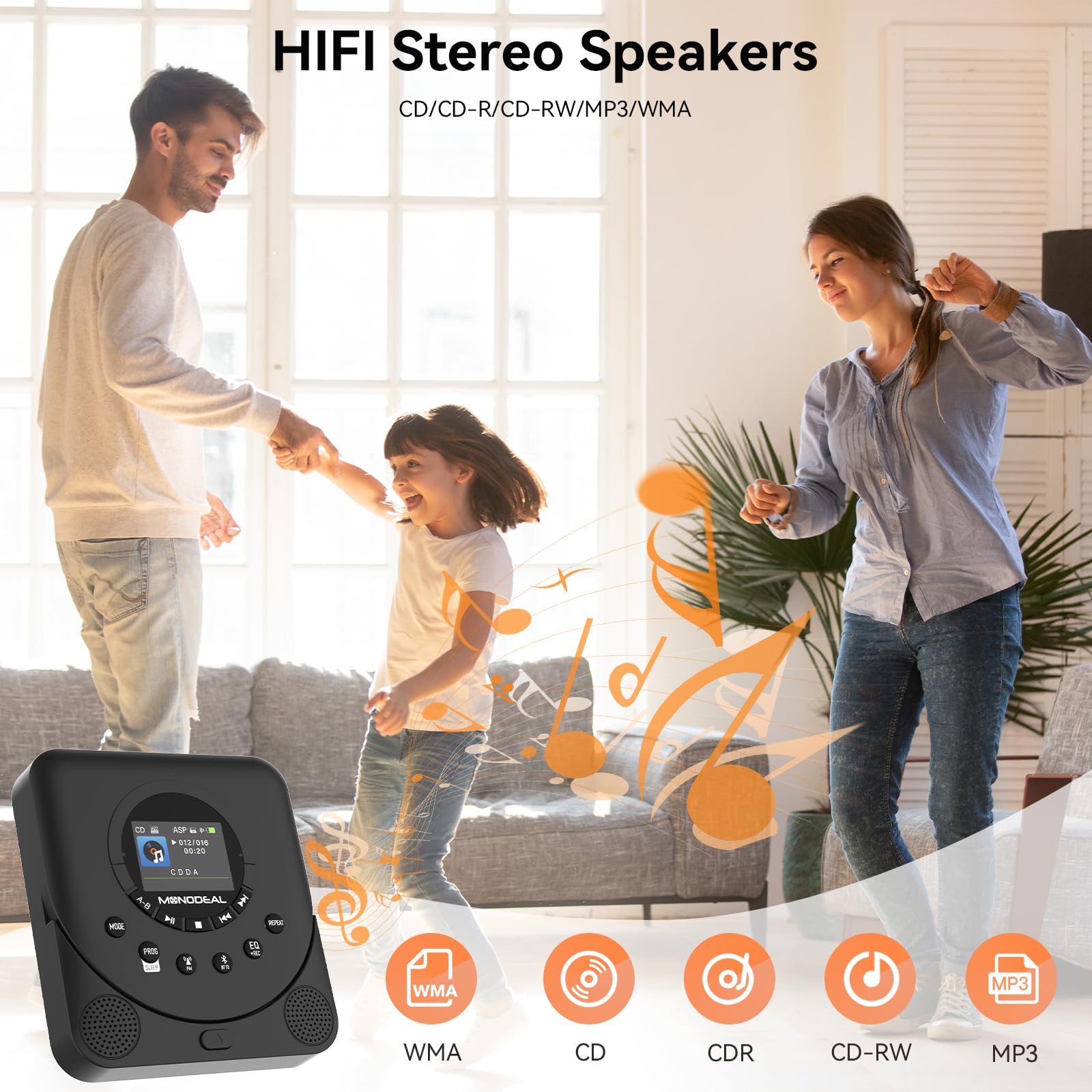 Foto 6 pulgar | Reproductor De Cd Portátil Monodeal Dual Stereo Con Bluetooth Y Fm - Venta Internacional.