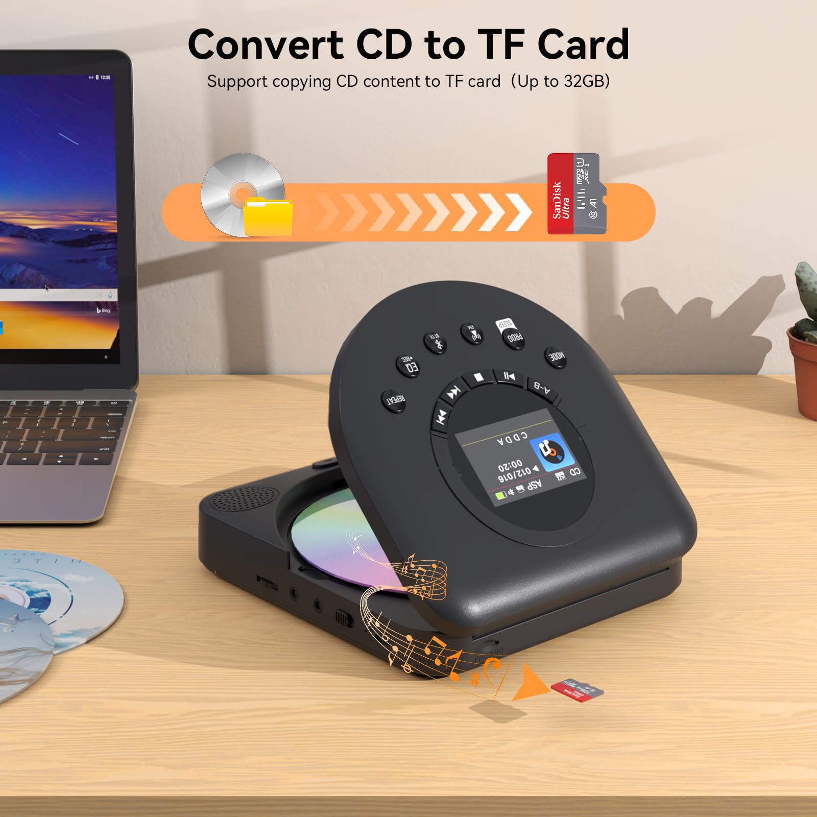 Foto 6 | Reproductor De Cd Portátil Monodeal Dual Stereo Con Bluetooth Y Fm - Venta Internacional.