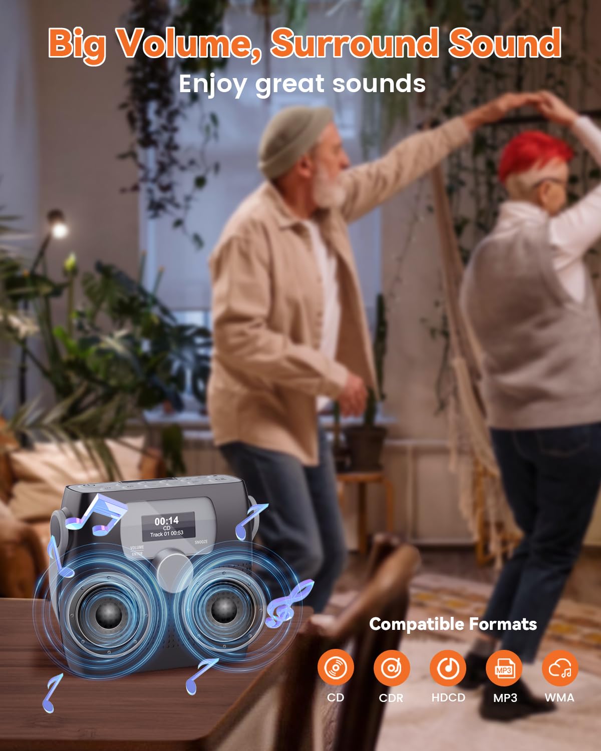 Foto 2 | Reproductor De Cd Monodeal Boombox Portátil Bluetooth Con Altavoz De 6 W - Venta Internacional.