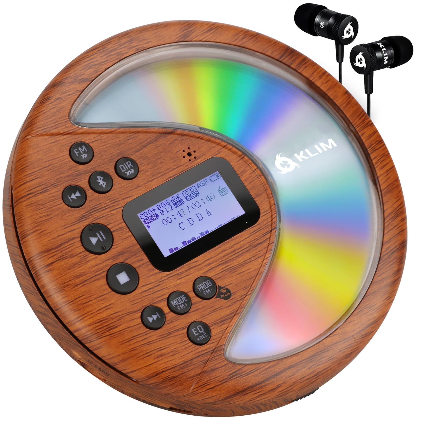 Reproductor De Cd Portátil Klim Discover Wood Con Bluetooth Y Radio Fm - Venta Internacional.