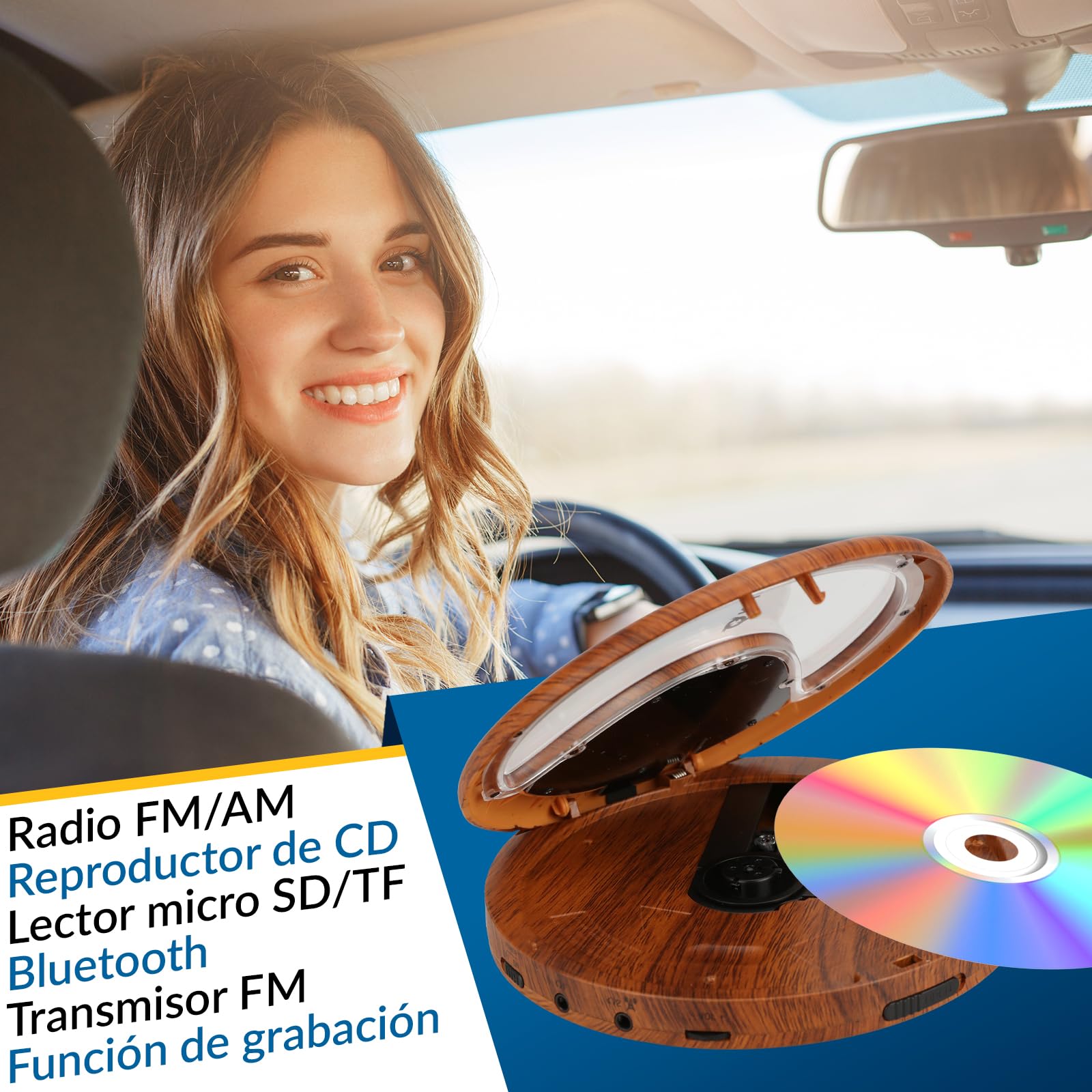 Foto 3 pulgar | Reproductor De Cd Portátil Klim Discover Wood Con Bluetooth Y Radio Fm - Venta Internacional.