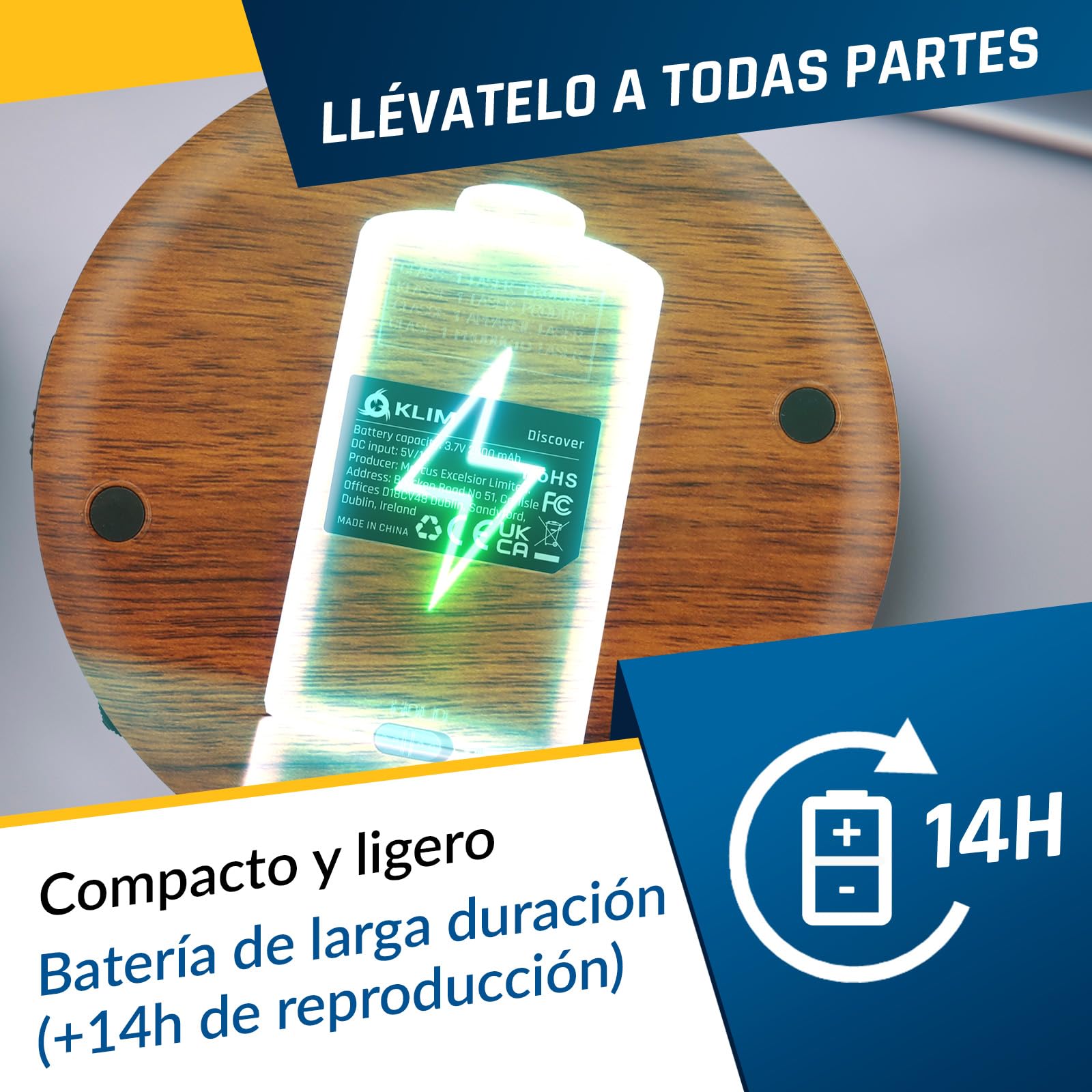 Foto 5 pulgar | Reproductor De Cd Portátil Klim Discover Wood Con Bluetooth Y Radio Fm - Venta Internacional.