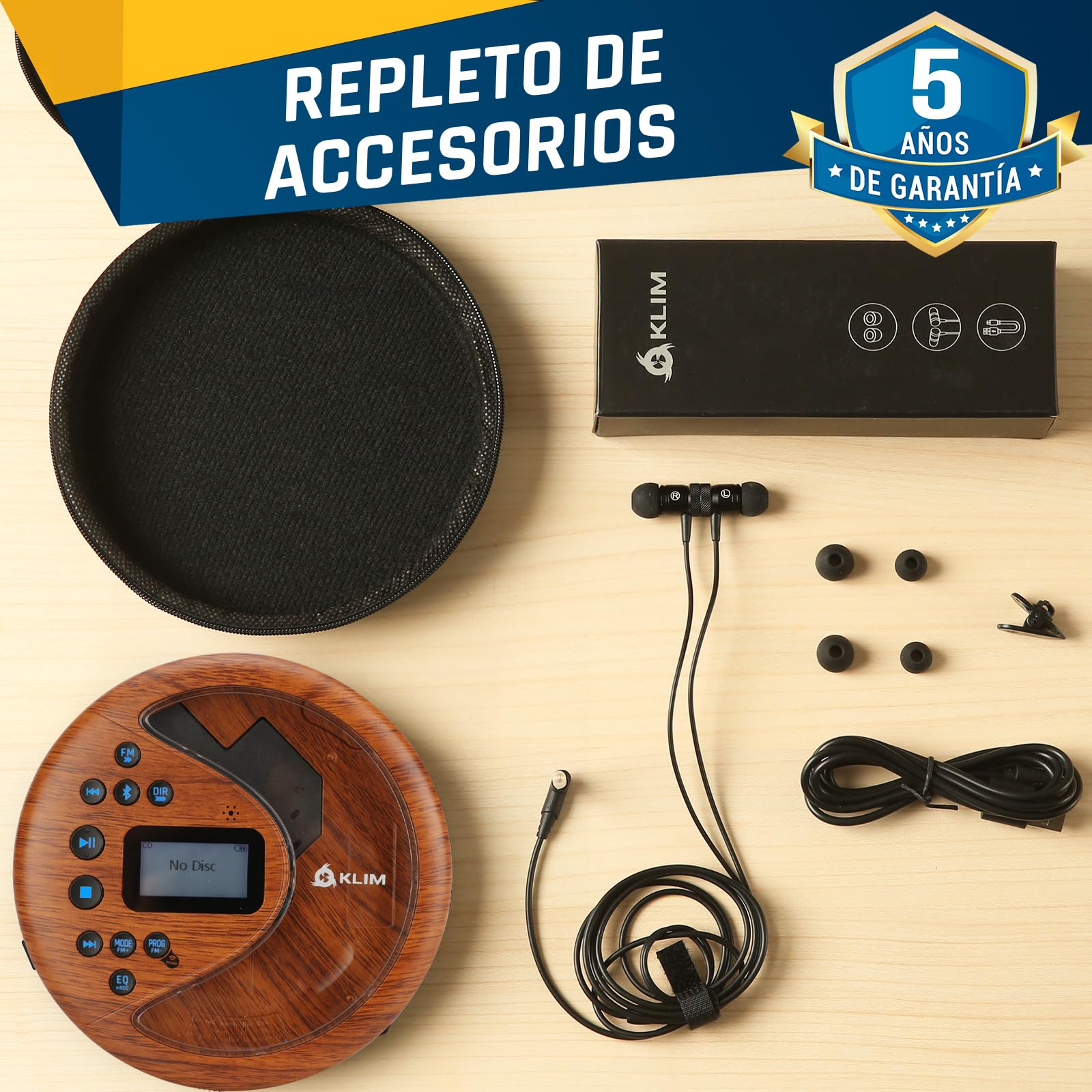 Foto 7 pulgar | Reproductor De Cd Portátil Klim Discover Wood Con Bluetooth Y Radio Fm - Venta Internacional.