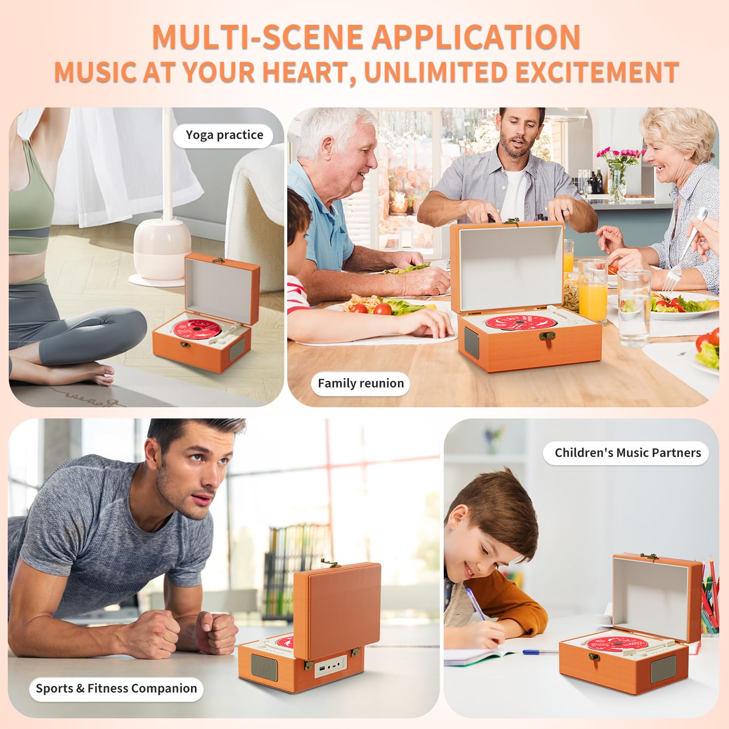 Foto 7 pulgar | Reproductor De Cd Yintiny Time Music Box Con Altavoces Bluetooth Naranja - Venta Internacional.