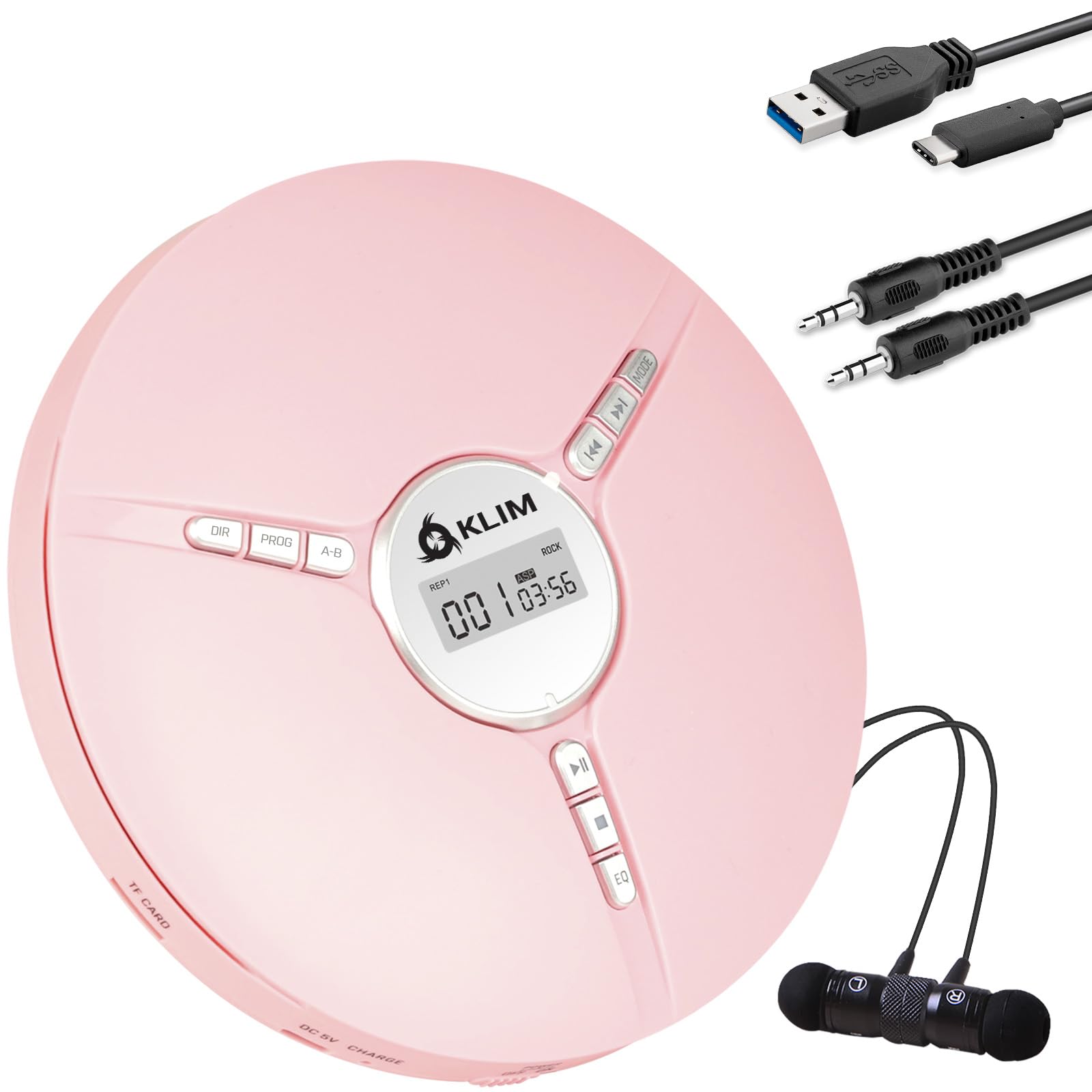 Reproductor De Cd Portátil Klim Discoman Con Batería Integrada, Color Rosa - Venta Internacional.