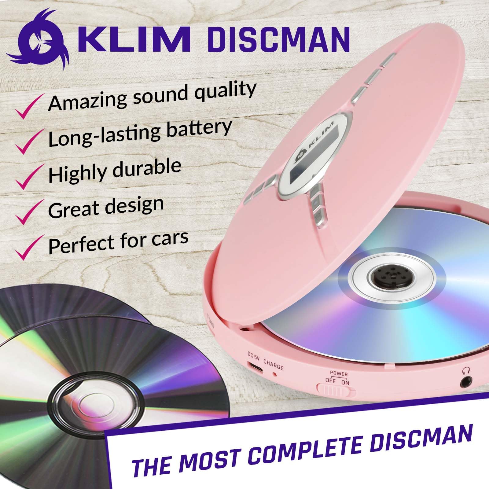 Foto 2 | Reproductor De Cd Portátil Klim Discoman Con Batería Integrada, Color Rosa - Venta Internacional.