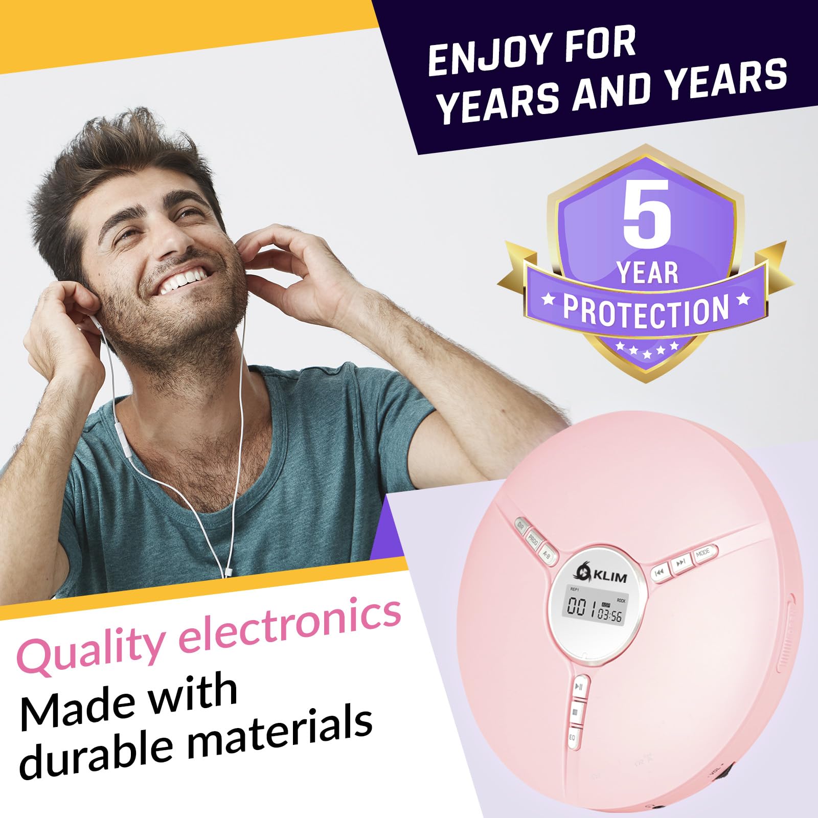 Foto 6 | Reproductor De Cd Portátil Klim Discoman Con Batería Integrada, Color Rosa - Venta Internacional.