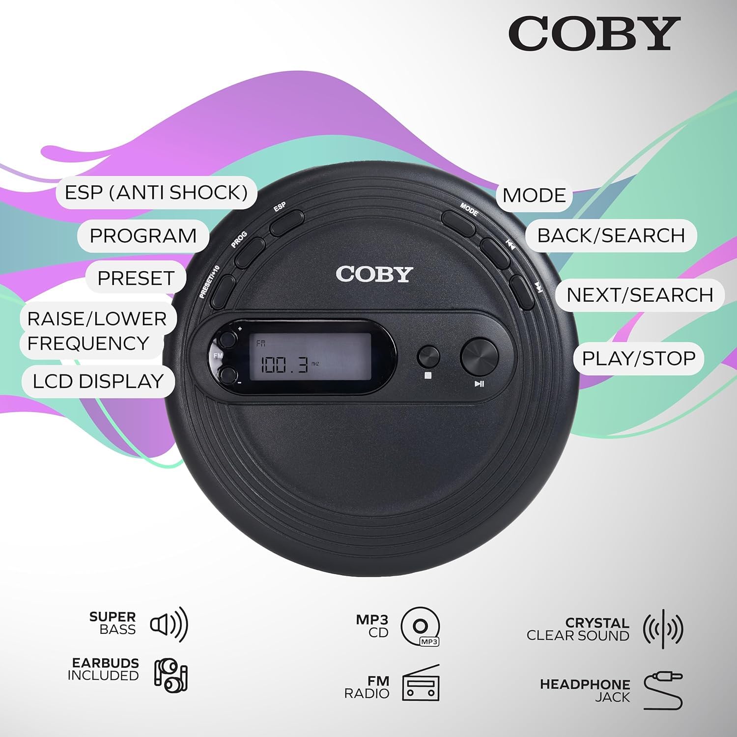Foto 8 pulgar | Reproductor De Cd Portátil Coby Con Auriculares, Radio Fm, Mp3 - Venta Internacional.