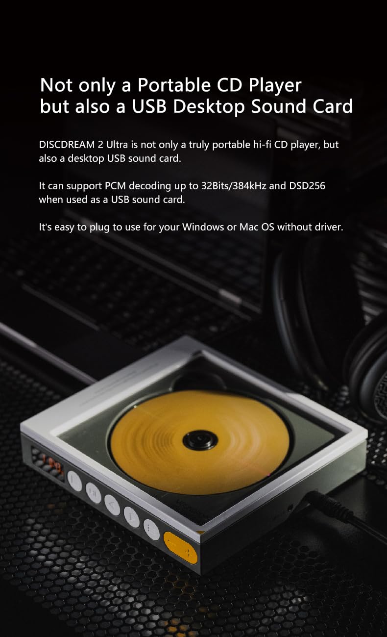 Foto 6 | Reproductor De Cd Portátil Moondrop Discdream 2 Tarjeta De Sonido Usb - Venta Internacional.