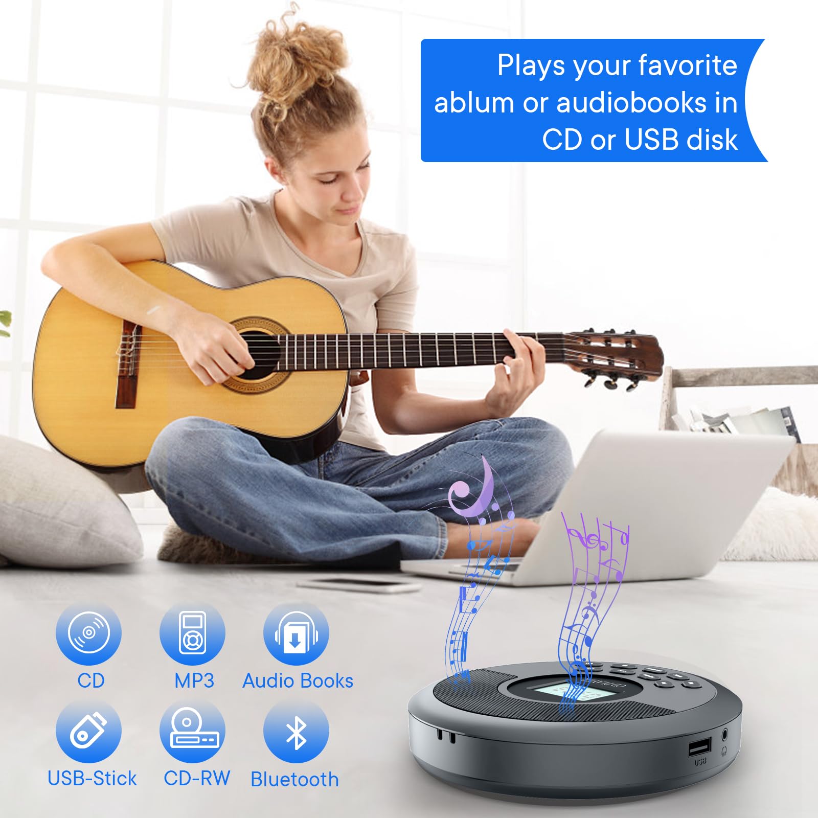 Foto 2 | Reproductor De Cd Portátil Kuephom Con Bluetooth Recargable - Venta Internacional.
