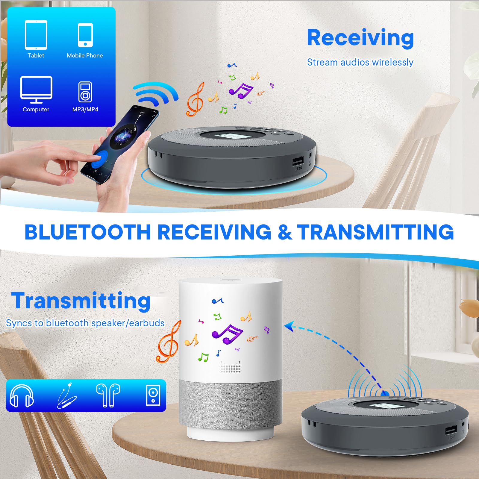 Foto 4 | Reproductor De Cd Portátil Kuephom Con Bluetooth Recargable - Venta Internacional.