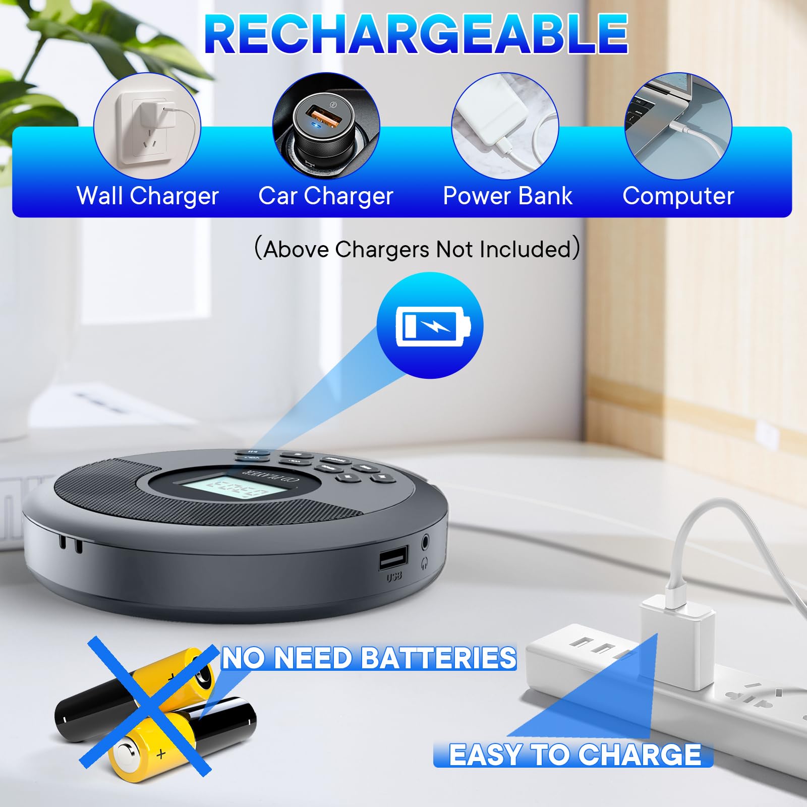 Foto 6 | Reproductor De Cd Portátil Kuephom Con Bluetooth Recargable - Venta Internacional.