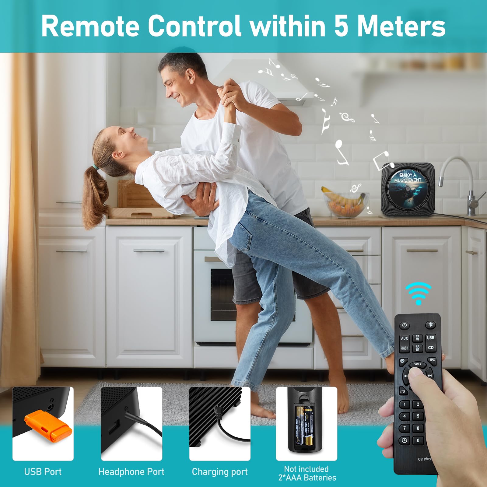 Foto 4 pulgar | Reproductor De Cd Micocious Bluetooth De Escritorio Con Altavoces Y Rc - Venta Internacional.