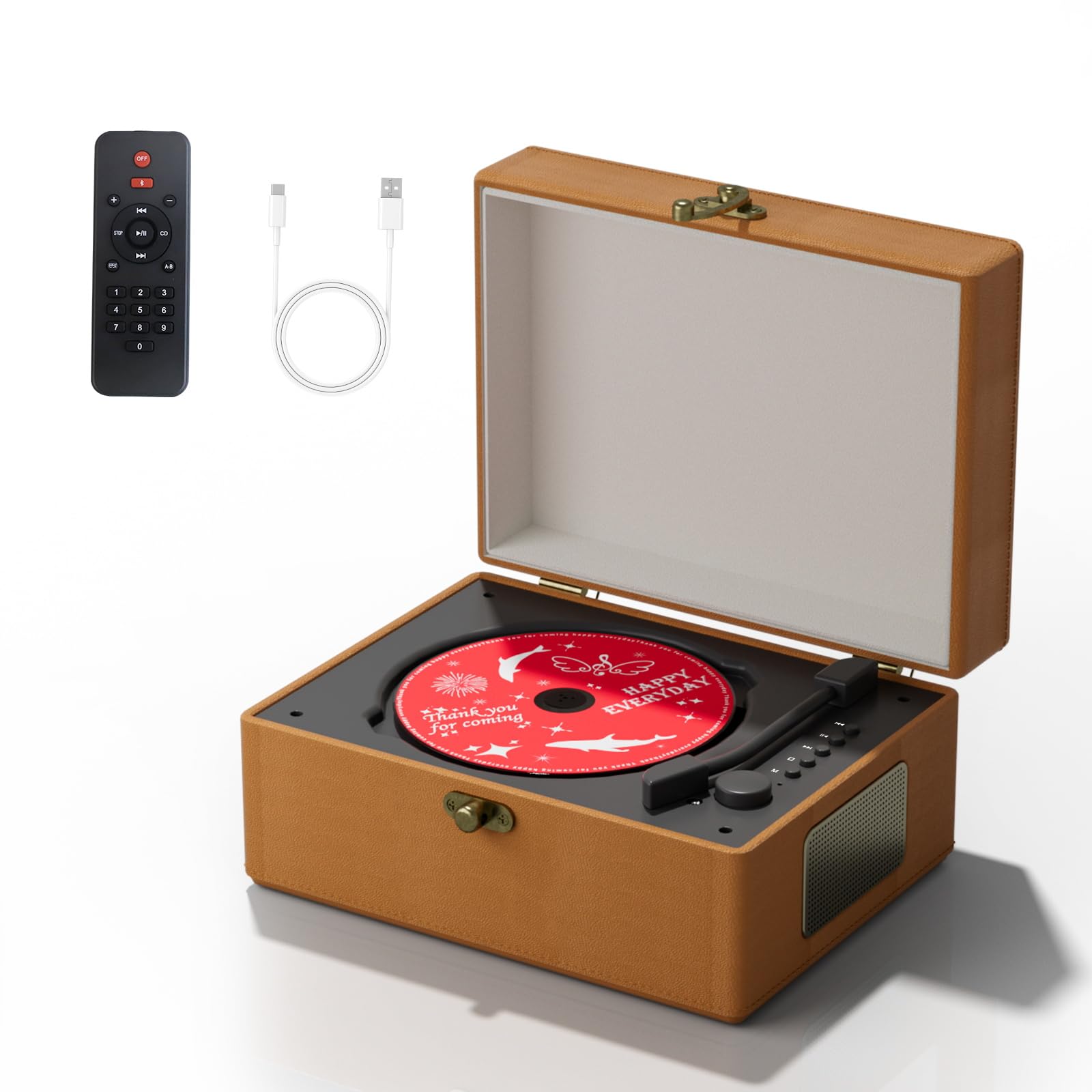 Foto 1 | Reproductor De Cd Yintiny Time Music Box Con Altavoces Bluetooth, Color Marrón - Venta Internacional.