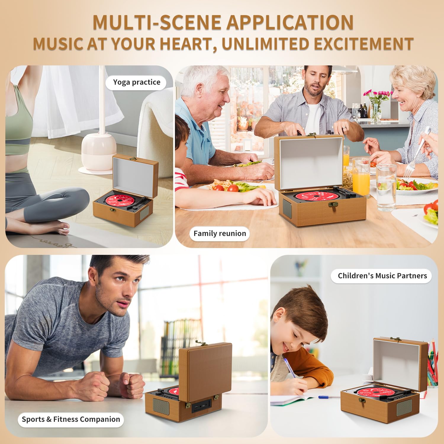 Foto 6 | Reproductor De Cd Yintiny Time Music Box Con Altavoces Bluetooth, Color Marrón - Venta Internacional.