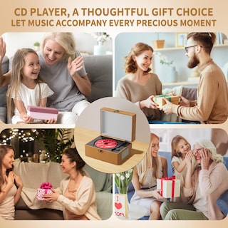 Foto 7 | Reproductor De Cd Yintiny Time Music Box Con Altavoces Bluetooth, Color Marrón - Venta Internacional.