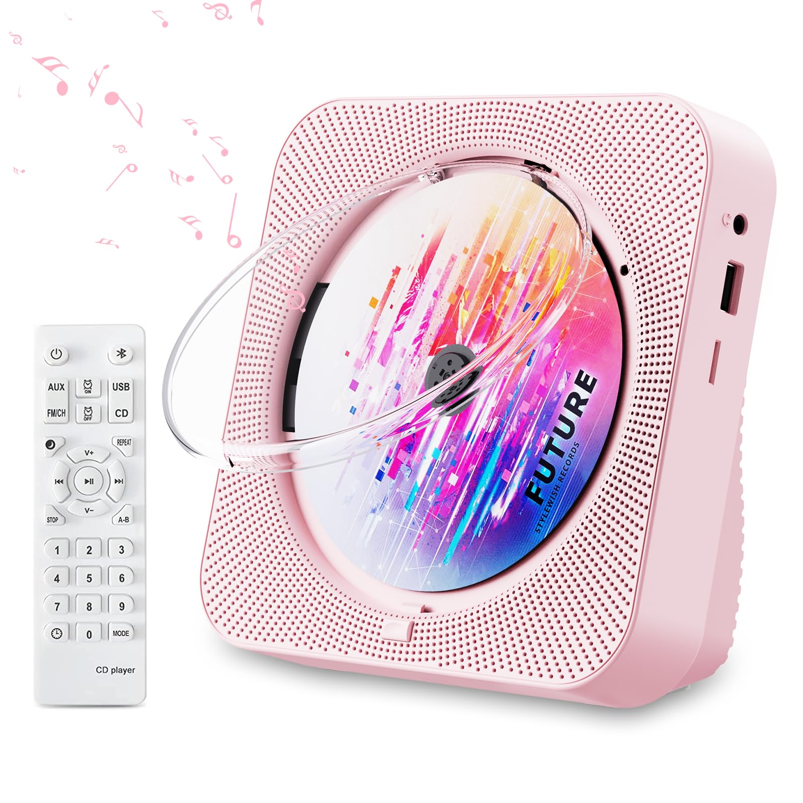 Reproductor De Cd Portátil Bluetooth 5.1 Zyokata Desktop Rosa - Venta Internacional. $992