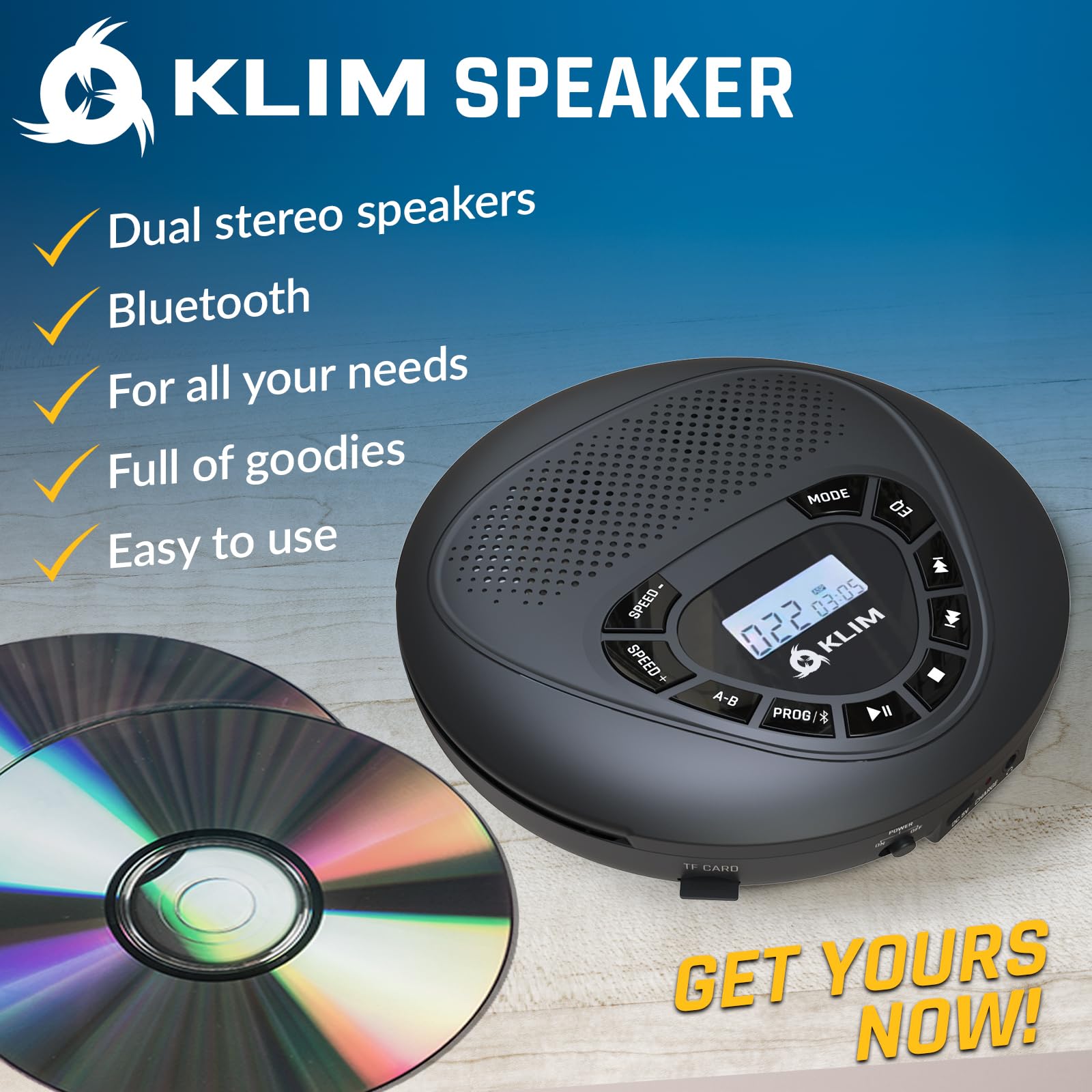 Foto 3 pulgar | Reproductor de CD Portátil Klim Bluetooth con Batería Recargable - Venta Internacional