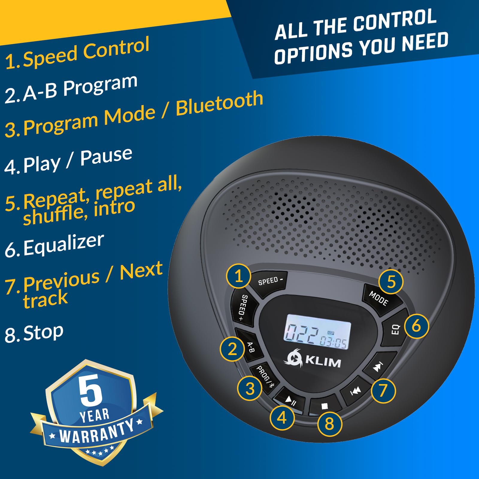 Foto 8 pulgar | Reproductor de CD Portátil Klim Bluetooth con Batería Recargable - Venta Internacional