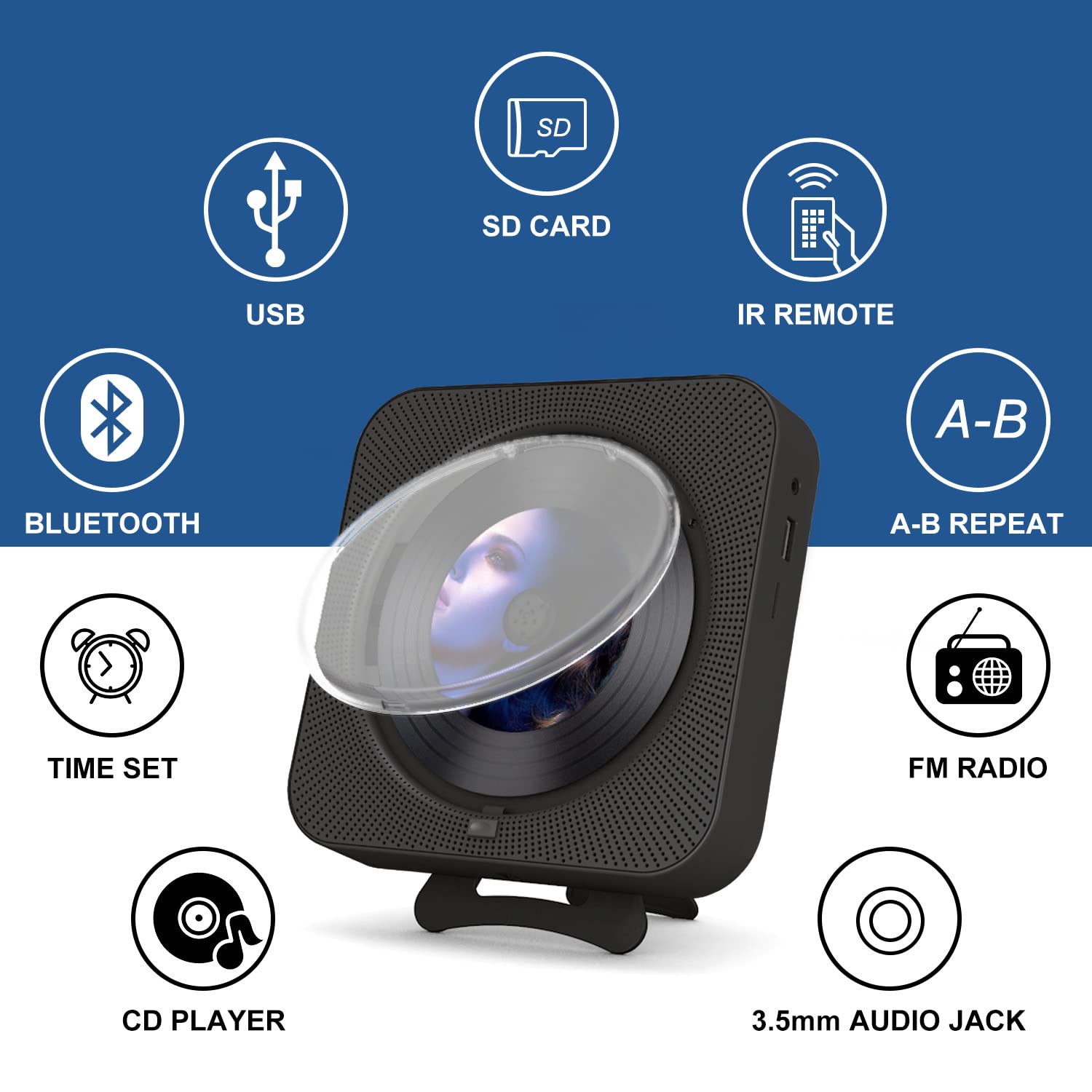Foto 3 pulgar | Reproductor De Cd Micocious Portátil Con Bluetooth Y Radio Fm Negro - Venta Internacional.