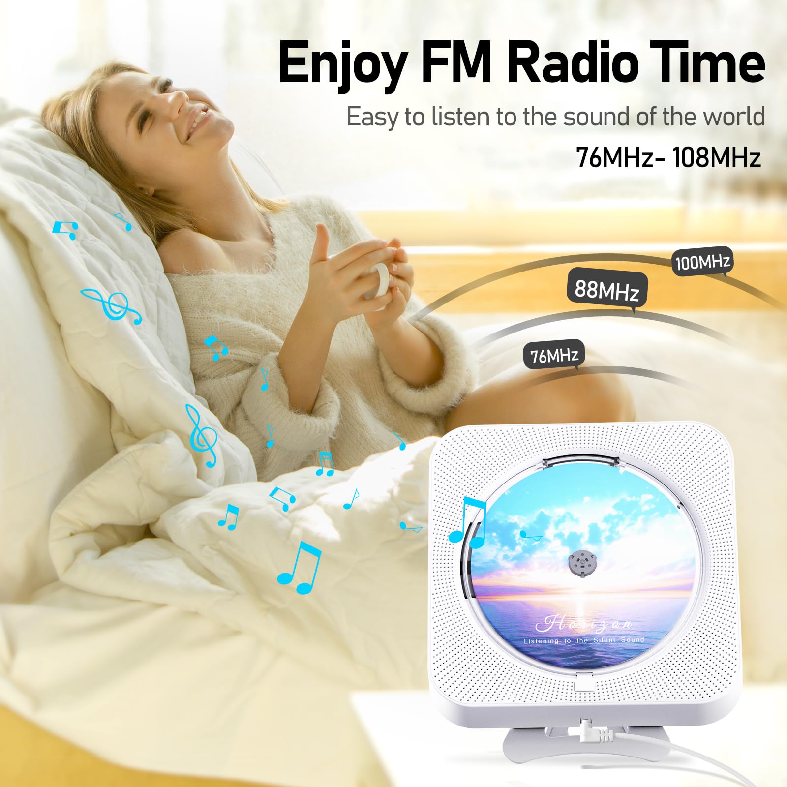 Foto 6 | Reproductor De Cd Portátil Micocious Bluetooth Con Mando A Distancia - Venta Internacional.