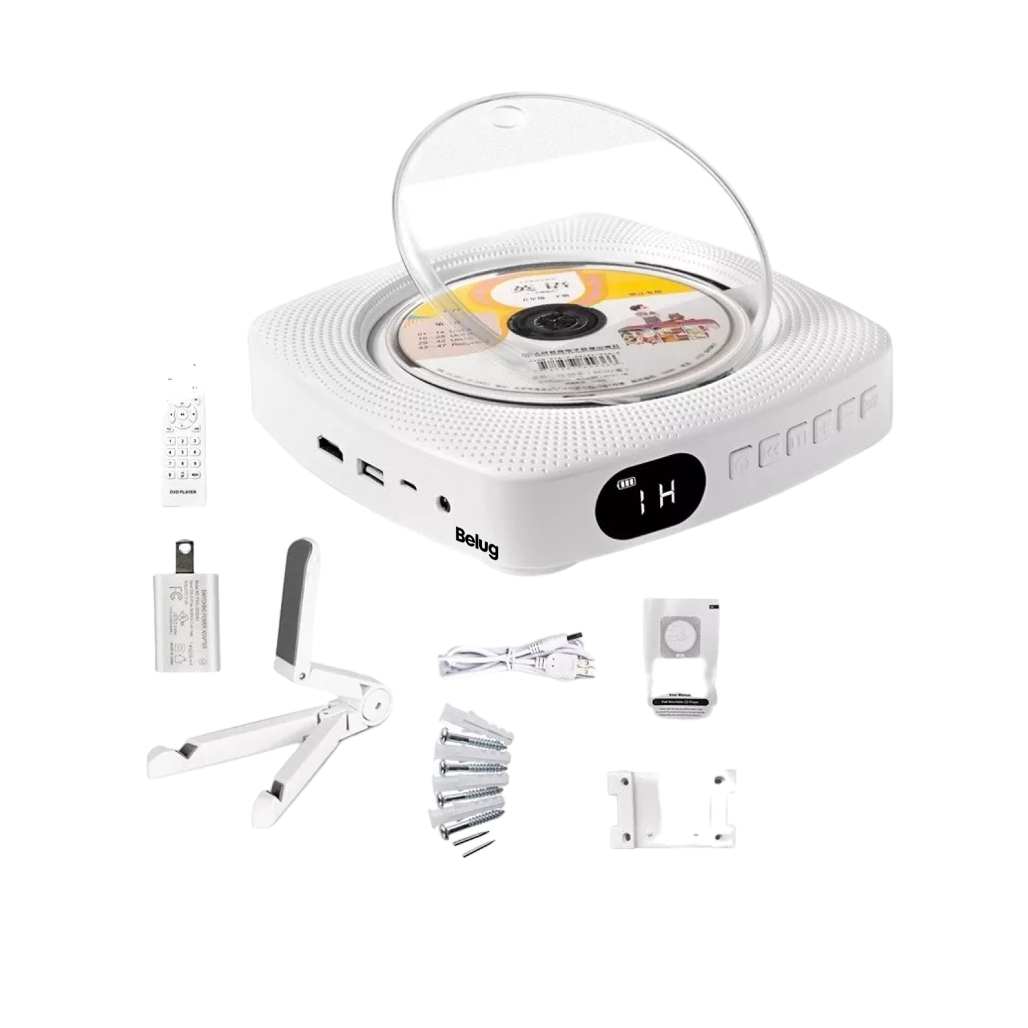 Foto 2 pulgar | Reproductor De Cd, Dvd Bluetooth Con Montaje En Pared, Belug  Color Blanco